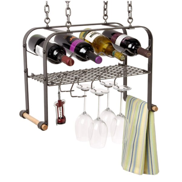 Hanging Wine & Accessories Rack (4 bottles)