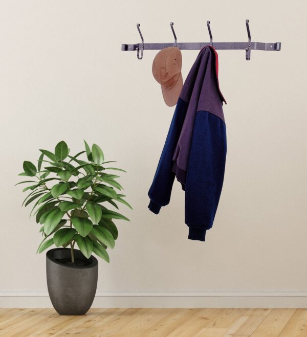 Coat Rack w/ 4 Double Hooks Hammered Steel - Enclume Design Products