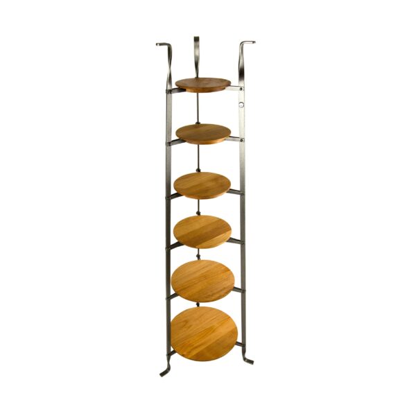 6-Tier Gourmet Cookware Stand w/Alder Shelves Hammered Steel