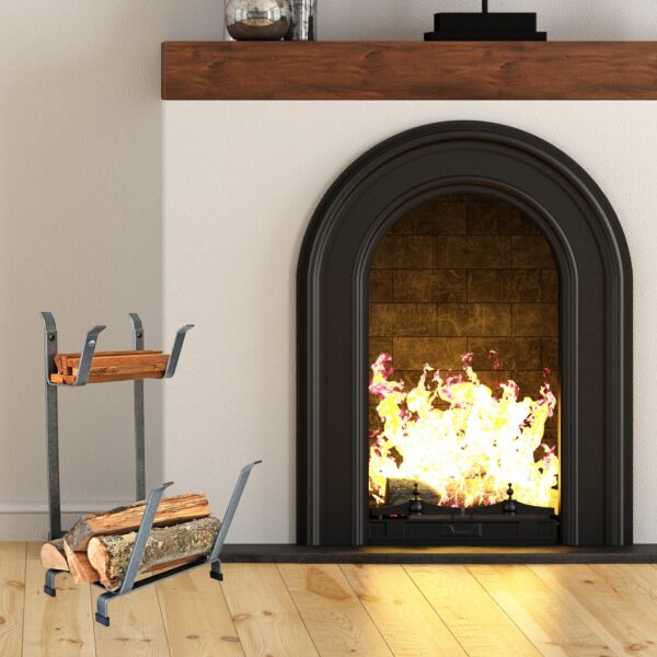 Fireplace Log Rack w/ Kindling Holder Hammered Steel - Enclume Design Products