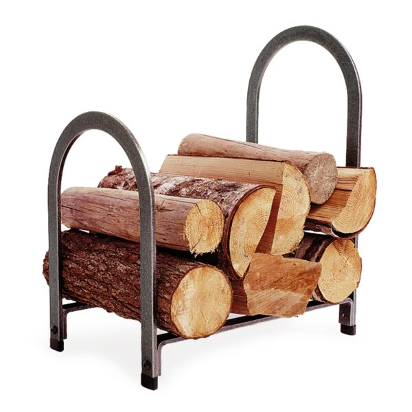 Offset Arch Fireplace Log Rack Hammered Steel