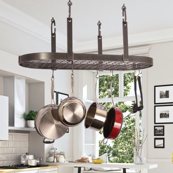 Four Point Oval Ceiling Pot Rack w/ 18 Hooks - Enclume Design Products