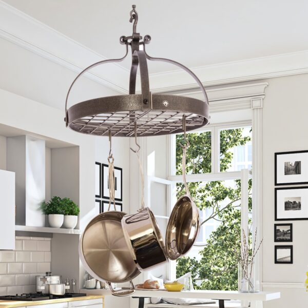 Dutch Crown Ceiling Pot Rack w/ 18 Hooks (12 Angled & 6 Straight) - Enclume Design Products