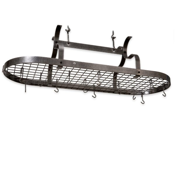 Scroll Arm Oval Ceiling Pot Rack w/ 24 Hooks - Enclume Design Products