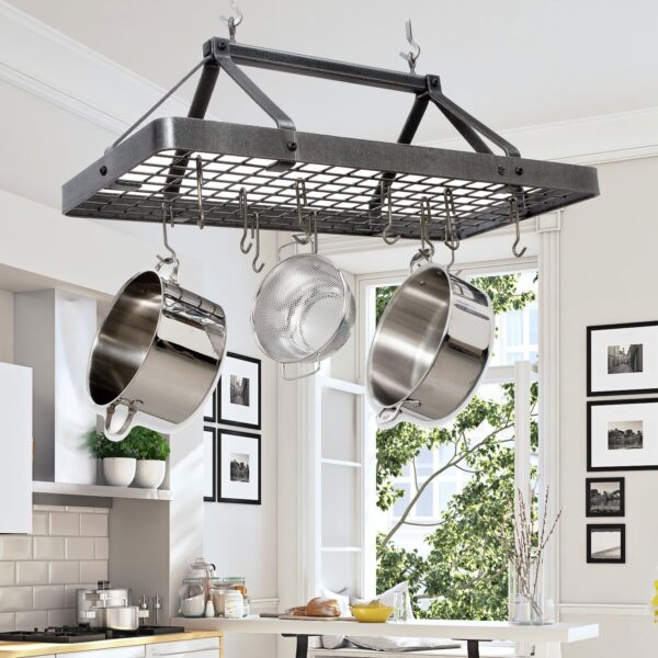 Carnival Rectangle Ceiling Pot Rack Hammered Steel - Enclume Design Products