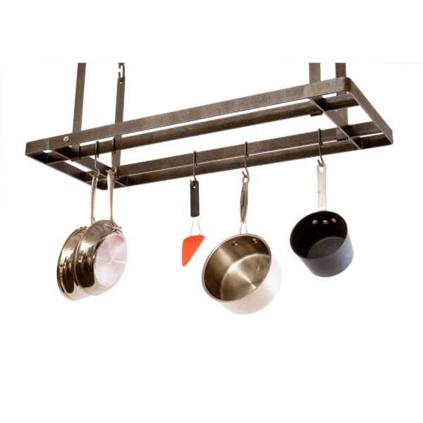 All Bars Ceiling Pot Rack w/ 12 Hooks in Hammered Steel