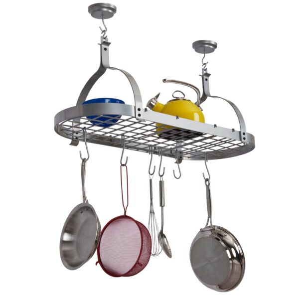 Rack It Up Oval Ceiling Rack w/ 12 Hooks Silver - Enclume Design Products