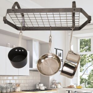 Low-Ceiling Retro Rectangle Pot Rack w/ 12 Hooks - Enclume Design Products