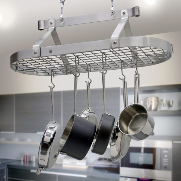 Oval Ceiling Pot Rack w/Hooks