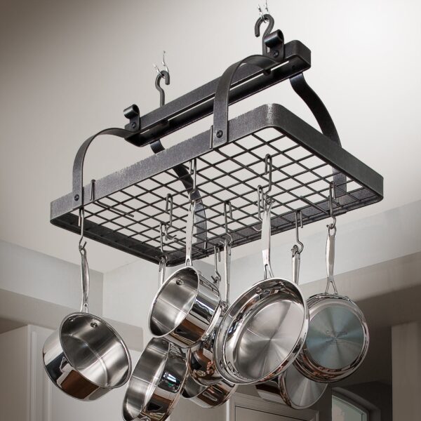 Classic Rectangle Ceiling Pot Rack w/ 12 Hooks - Enclume Design Products