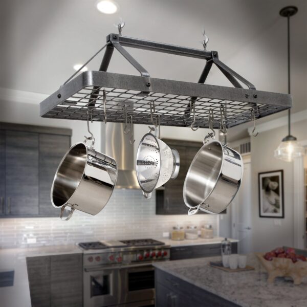 Carnival Rectangle Ceiling Pot Rack Hammered Steel - Enclume Design Products