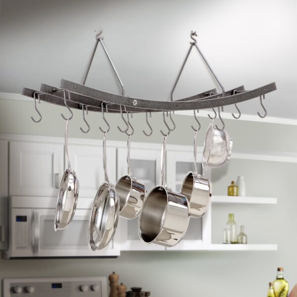 Reversible Arch Ceiling Pot Rack Hammered Steel - Enclume Design Products