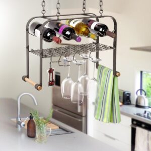 Hanging Wine & Accessories Rack (4 bottles) - Enclume Design Products