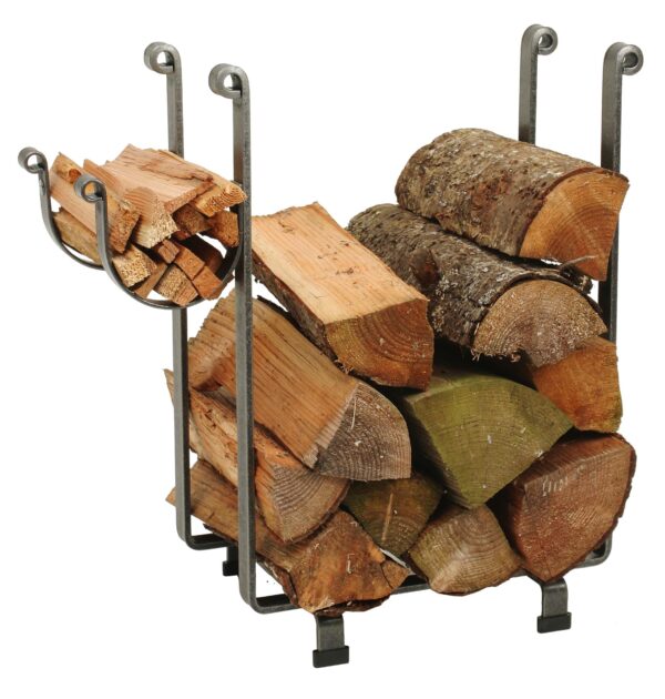 Indoor/Outdoor Rectangle Fireplace Log Rack Hammered Steel