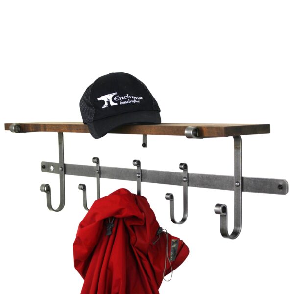 36" Coat Rack w/ Solid Hardwood Shelf w/ 5 Hooks