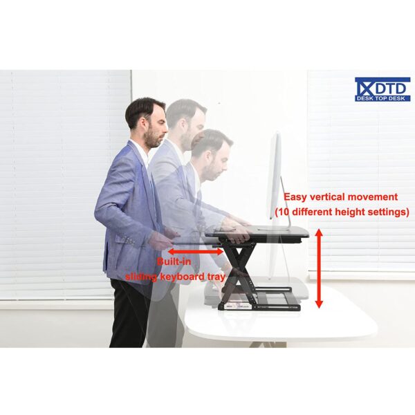 DTD Height Adjustable Standing Desk Converter Medium Black