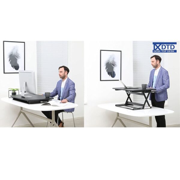 DTD Height Adjustable Standing Desk Converter Medium Black