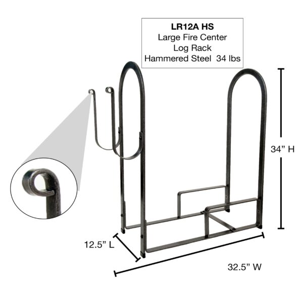 Large Fire Center Log Rack Hammered Steel