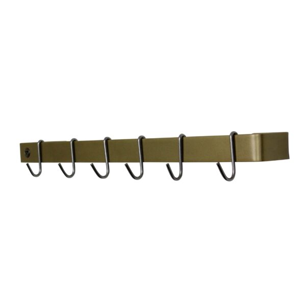 Handcrafted 24", 30" & 36"  Classic Wall Rack w 6 Hooks, Brass PC