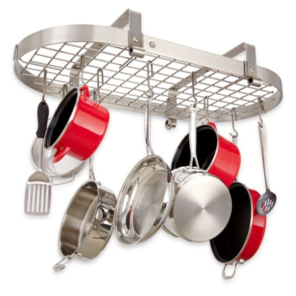 37" Low Ceiling Oval Pot Rack w/ 18 Hooks