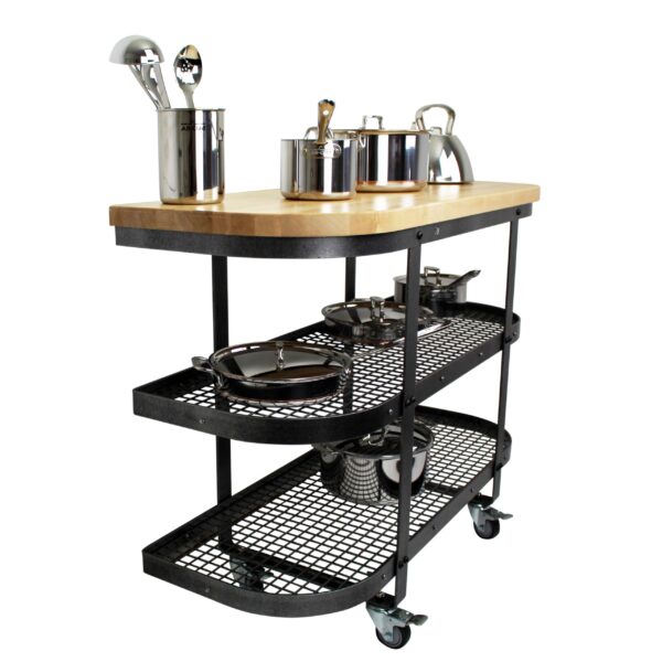 Baker‰۪s SideShelf Base Hammered Steel w Eastern Maple Butcher Block - Enclume Design Products