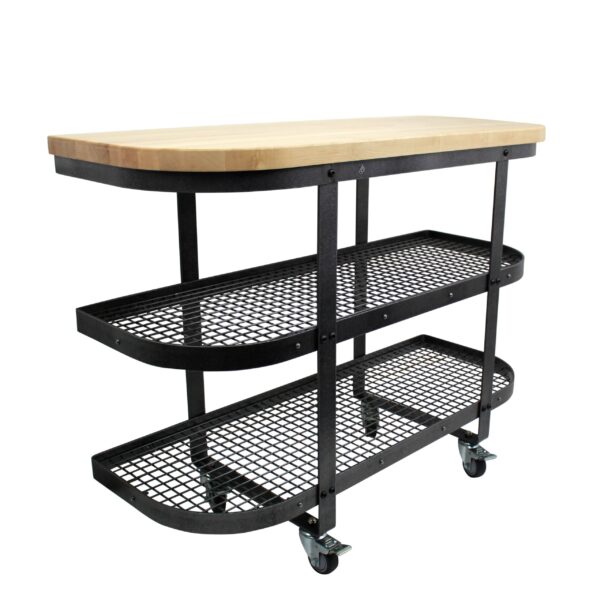Baker‰۪s SideShelf Base Hammered Steel w Eastern Maple Butcher Block - Enclume Design Products