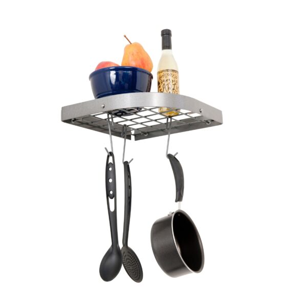 Rack It Up Corner Shelf Rack w/ 8 Hooks Steel Gray Hammertone