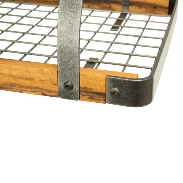 Signature 30" Rectangle Ceiling Pot Rack Hammered Steel w/Tigerwood - Enclume Design Products